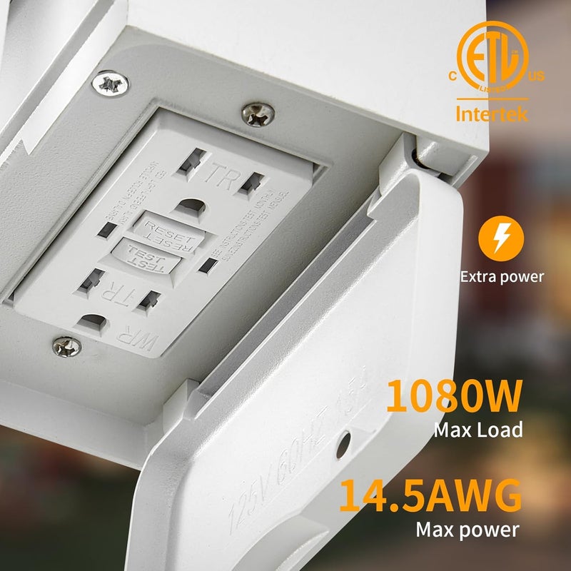 Yisuro Porch Lights with GFCI Outlet, Dusk to Dawn Motion Sensor Outdoor, 3 Lighting Modes Exterior Light Fixture, Outside for House Front Door Patio Garage(White) - Image 2